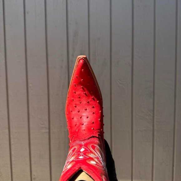 #21 Red Ostrich Finish Boot with white details - Picture 4 of 5